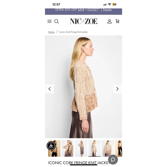 Nic+Zoe Iconic Cork Fringe Knit Jacket L - Picture 4 of 11